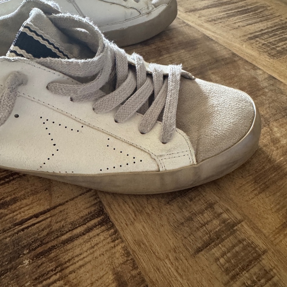 Women’s Golden Goose Style ShuShop White Sneakers Stripe Size 6